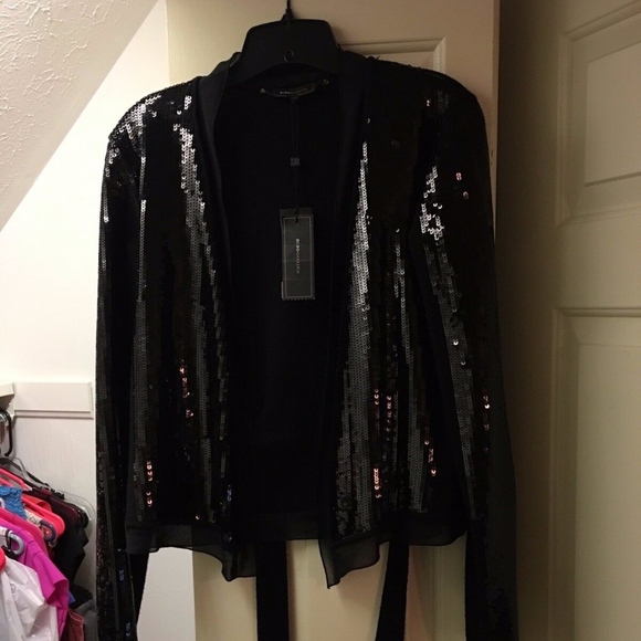 NWT BCBGMaxAzria Black Sequin Cardigan Sweater - Picture 1 of 3